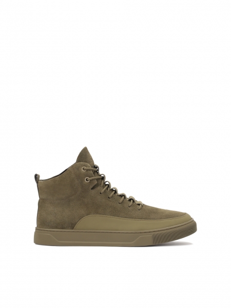 Kétféle bőrből készült magas férfi tornacipő AJAKS