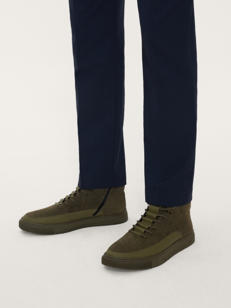 Kétféle bőrből készült magas férfi tornacipő AJAKS