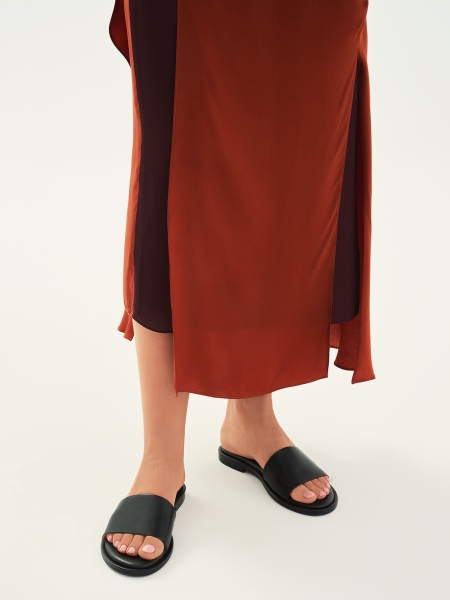 Fekete bőr csúszdák lapos talppal JOVITE