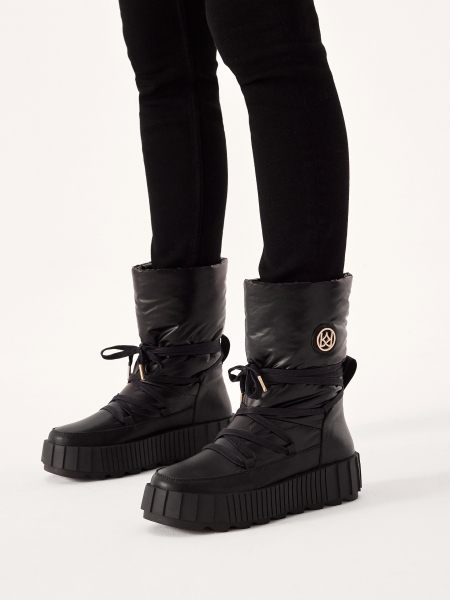 Szigetelt fekete hócsizma felsőrésszel, csúszós felsőrésszel  DAGE