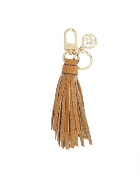 Világosbarna kulcstartó bojtokkal és KAZAR monogrammal MADELINE
