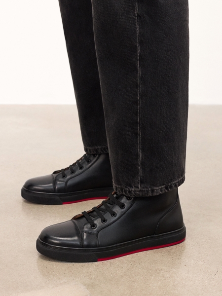 Fűzős magas bőr tornacipő LENNART