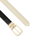 Kétoldalas fekete és krémszínű bőr öv MILL