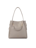 Szürke bőr kézitáska fém fogantyúval és pánttal ALEXANDRIA