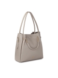 Szürke bőr kézitáska fém fogantyúval és pánttal ALEXANDRIA