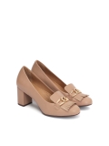Világosbarna bőrcipő bojtokkal és lánccal WENDY