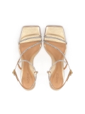 Aranyszínű bőr szandál kristályokkal SHINY