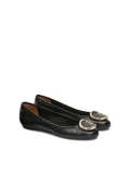 Fekete bőr balerinák nagy fém díszítéssel SEVILLA