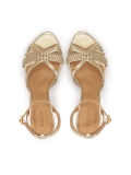 Arany szandál fonott pánttal és bokazárral MEGAN