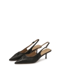 Fekete slingback pumpa fodros felsőrésszel KS SELENE