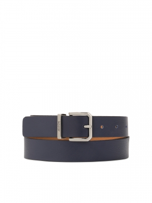 Tengerészkék keskeny öv fémhurokkal 