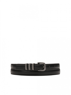 Fekete keskeny öv pisztoly fém csattal