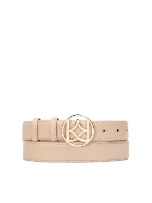 Nagy csatos bézs színű bőr öv