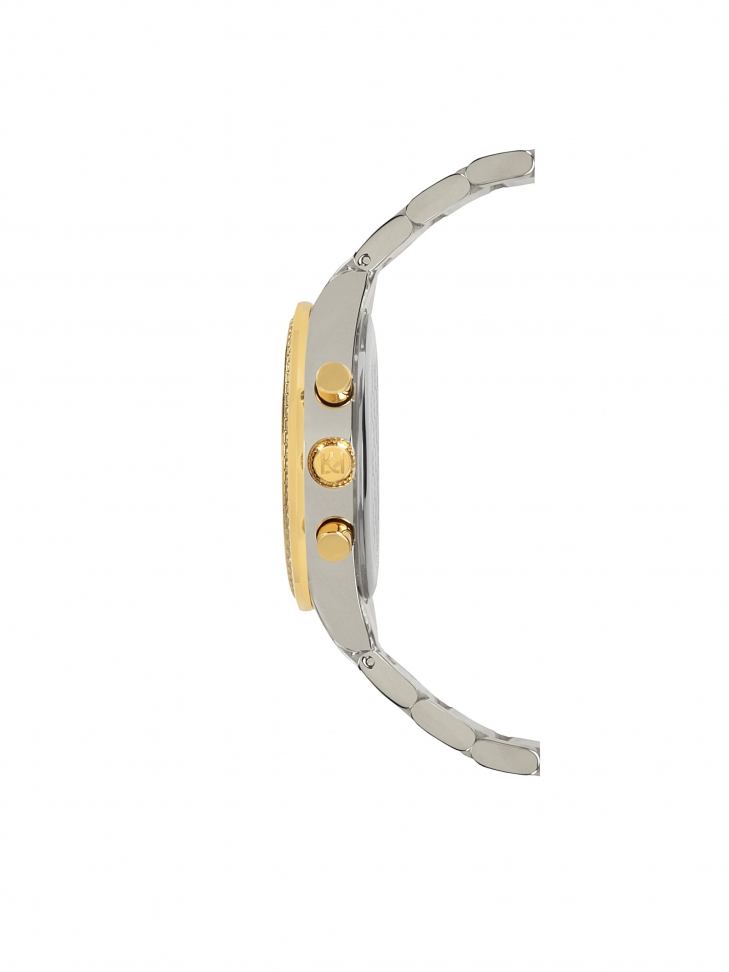 Ezüst és arany óra kristályokkal 