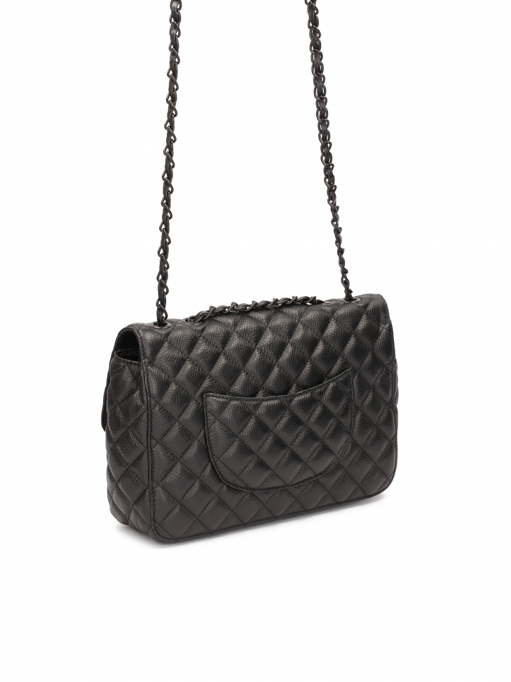 Fekete bőr kézitáska steppelt hosszúkás formával  VIDIA