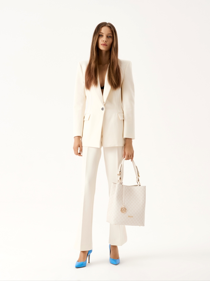 Bézs színű bőr kézitáska VICTORIA