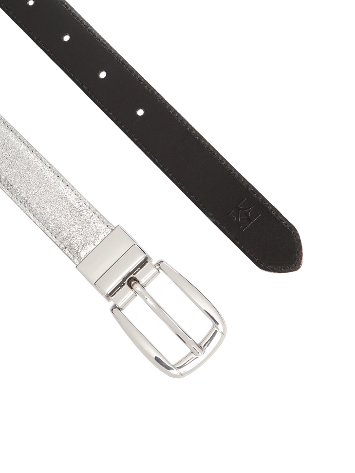 Kétoldalas ezüst és fekete öv MILL