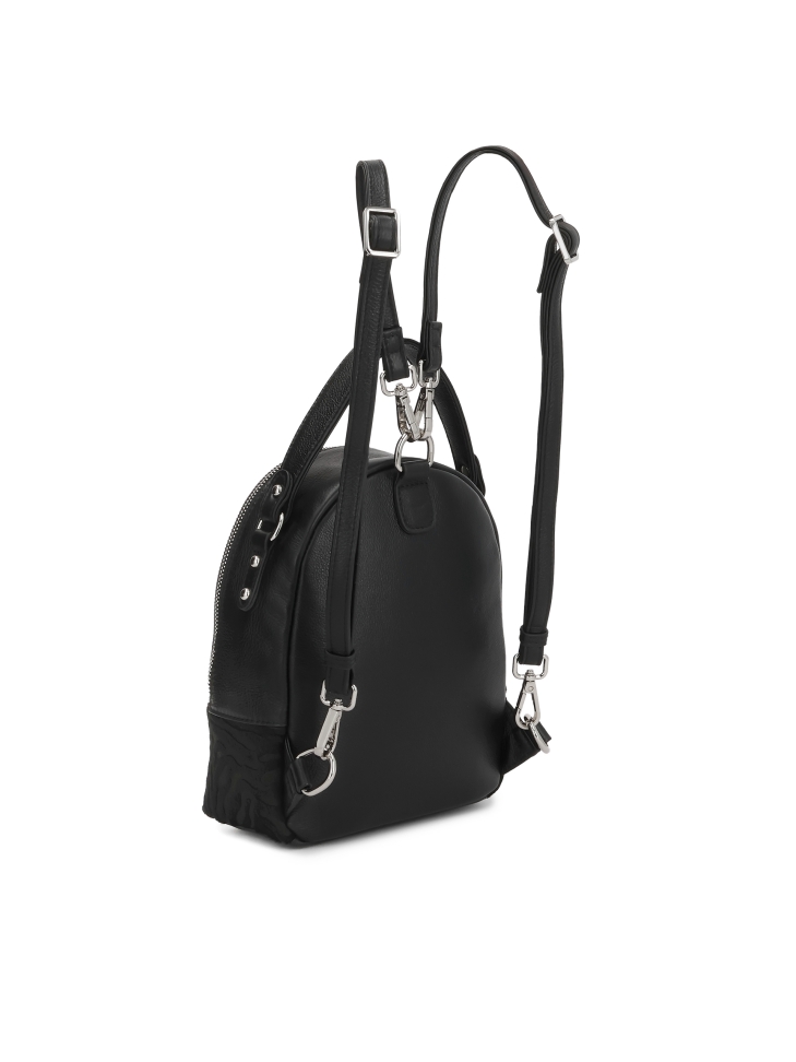 Fekete bőr hátizsák sörtékkel és állatmintával HEMERA