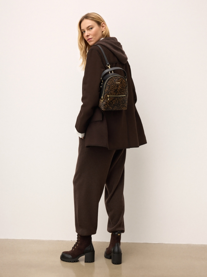 Fekete és barna hátizsák természetes sörtékkel HEMERA