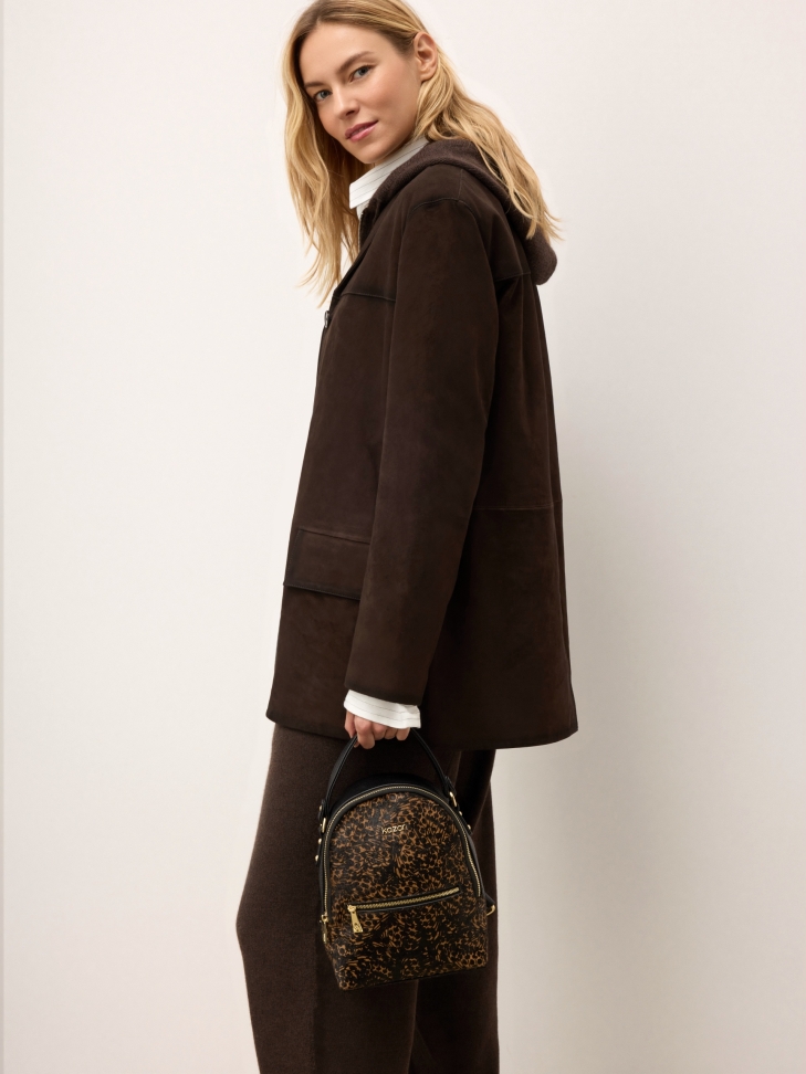 Fekete és barna hátizsák természetes sörtékkel HEMERA