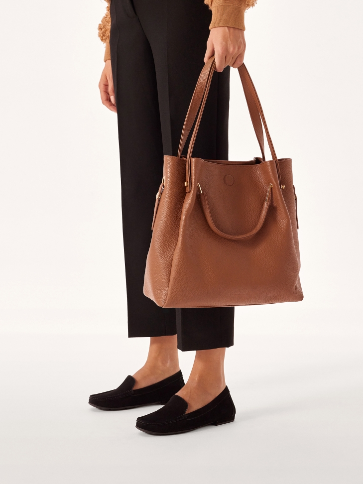 Nagy barna kézitáska eredeti fogantyúkkal  ALEXANDRIA