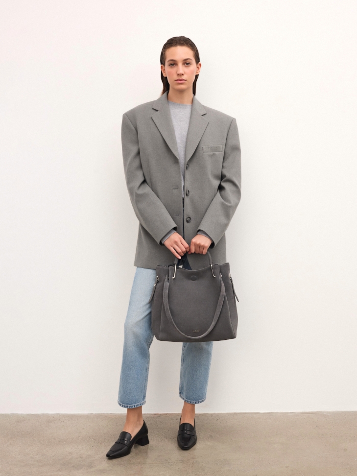 Szürke kézitáska kétféle fogantyúval ALEXANDRIA