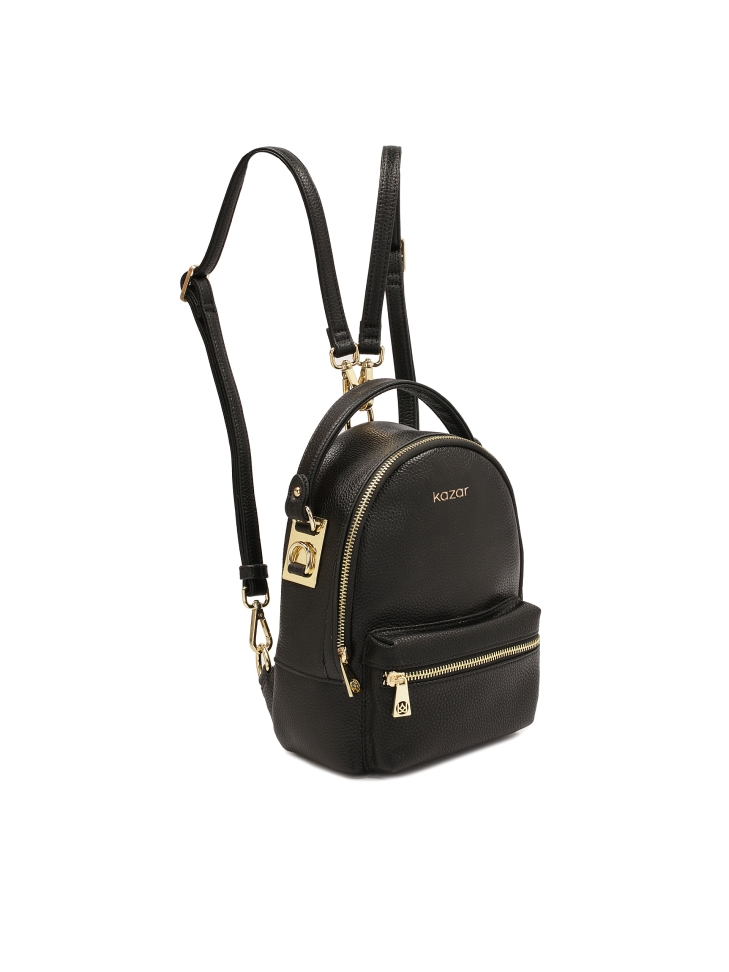 Fekete bőr 2 az 1-ben hátizsák HEMERA