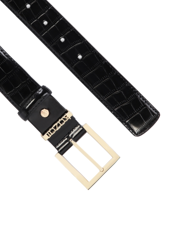 Női fekete lakkbőr öv SABANA