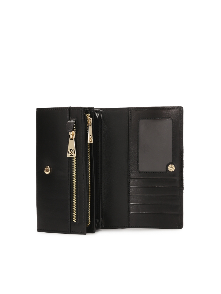 Fekete bőrtárca természetes sörtékkel SANTI