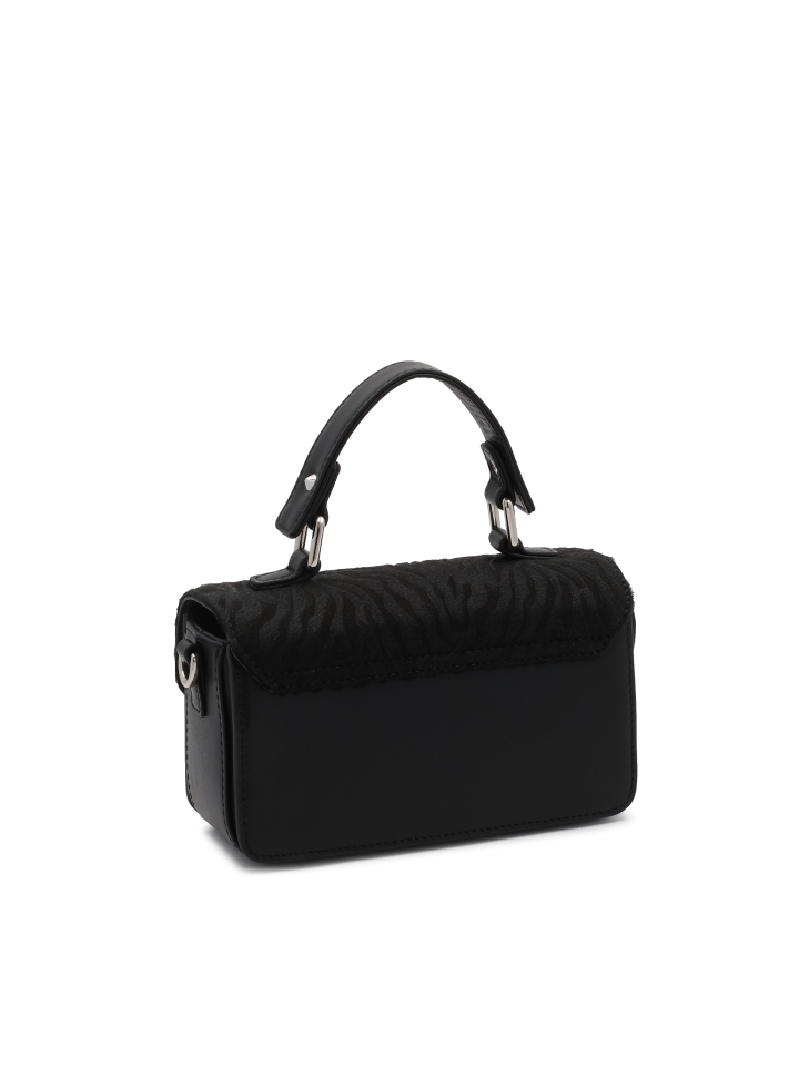 Fekete zebramintás sörtés kézitáska SIDE