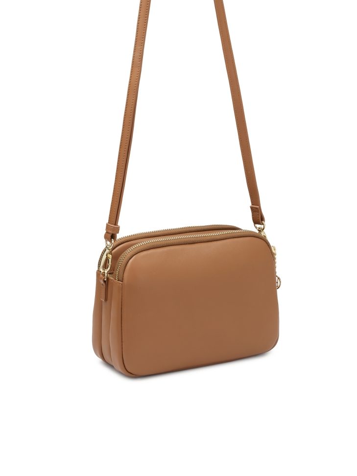 Világosbarna bőr kézitáska pánttal RITA