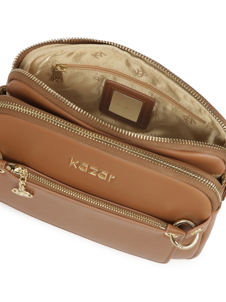 Világosbarna bőr kézitáska pánttal RITA