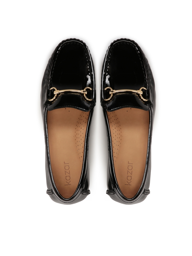 Női lakkbőr fekete mokaszinok JANA