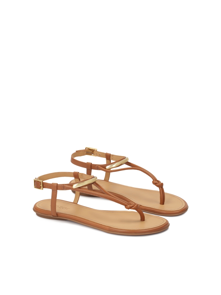 Lapos barna bőr szandál flip-flop stílusban FRIDAY