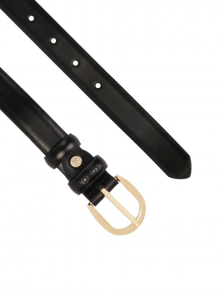 Fekete bőröv lekerekített csattal KEYA