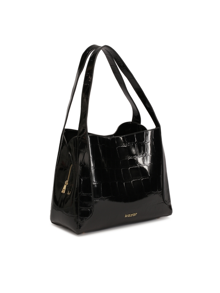 Válltáska dombornyomott lakkbőrből ANGE