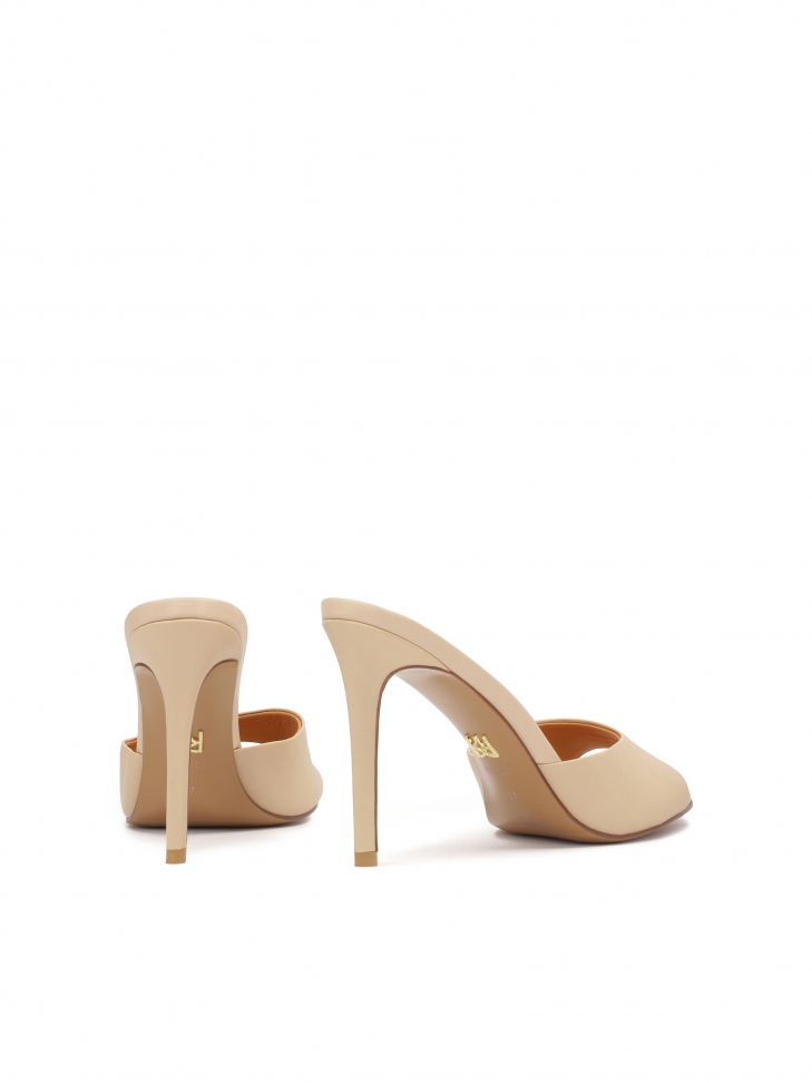 Bézs színű bőr sarokcipő AUDE