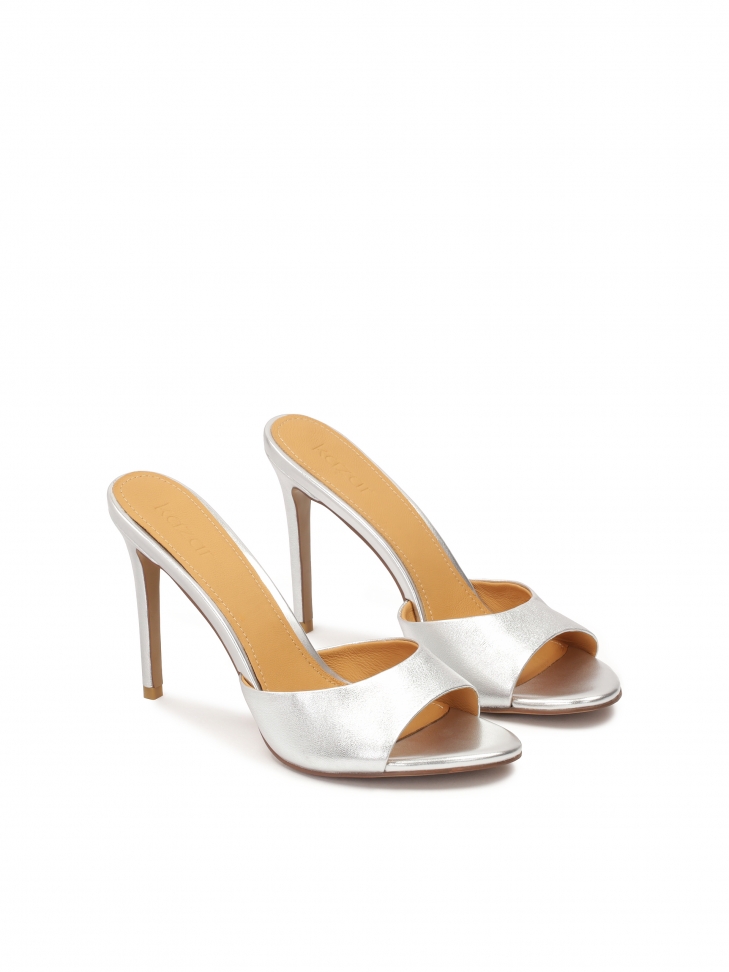 Ezüst cipellők magas tűsarkú cipővel  AUDE