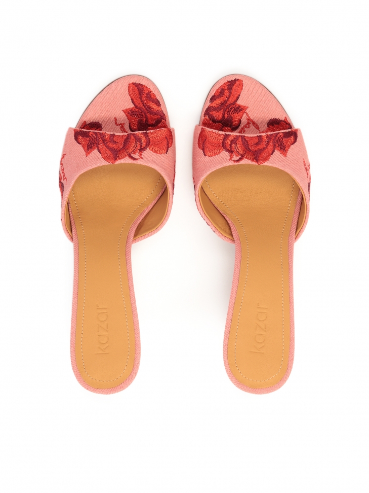 Rózsaszín virágmintás szövet mules AUDE