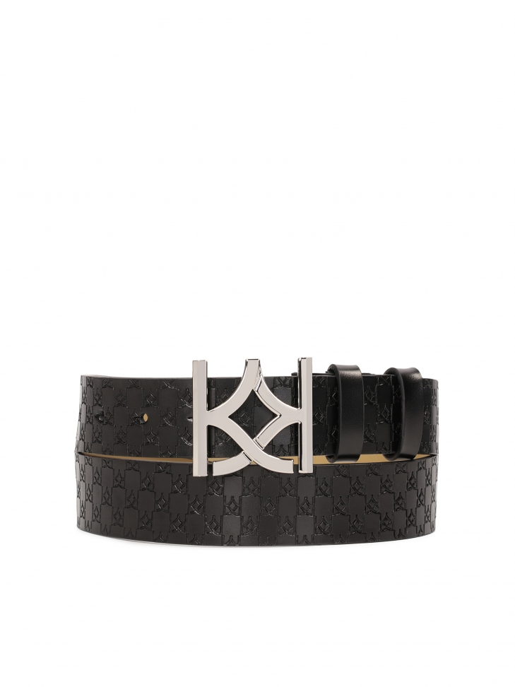 Fekete női öv ezüst díszes csattal MANUELA