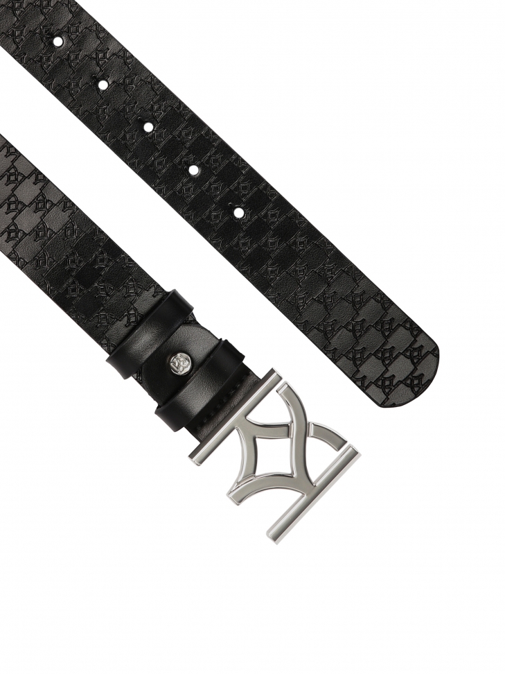 Fekete női öv ezüst díszes csattal MANUELA