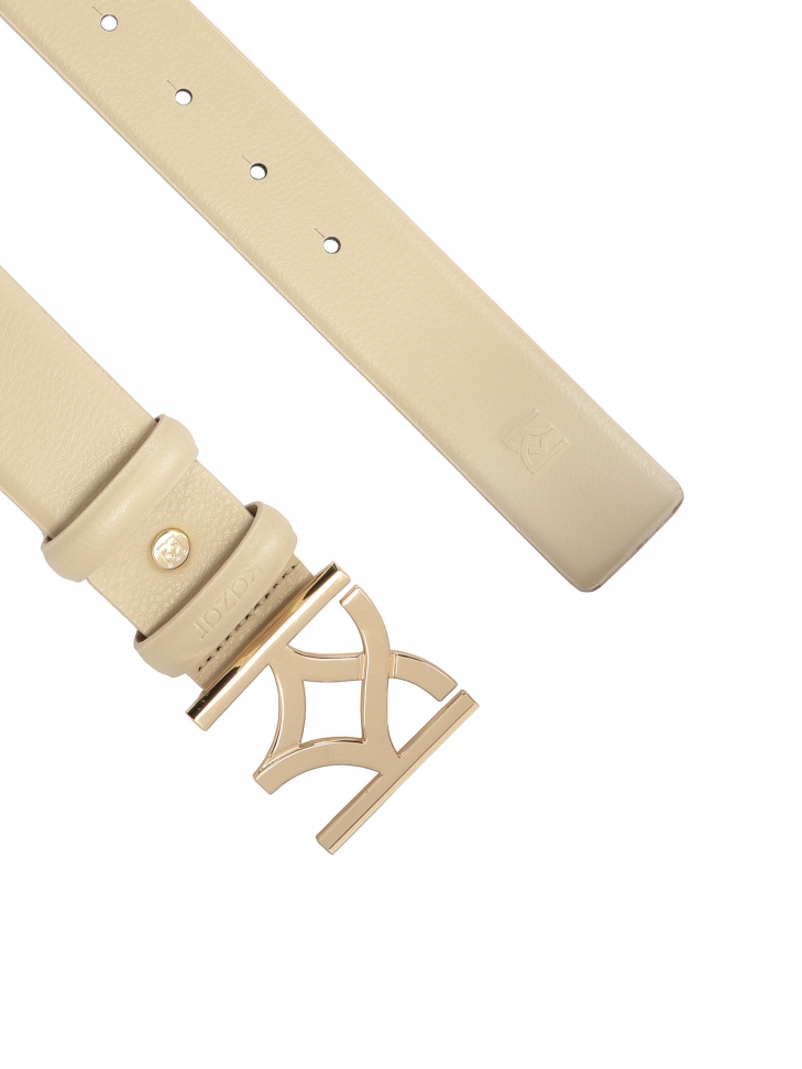 Bézs színű sima bőr öv feltűnő csattal  MANUELA