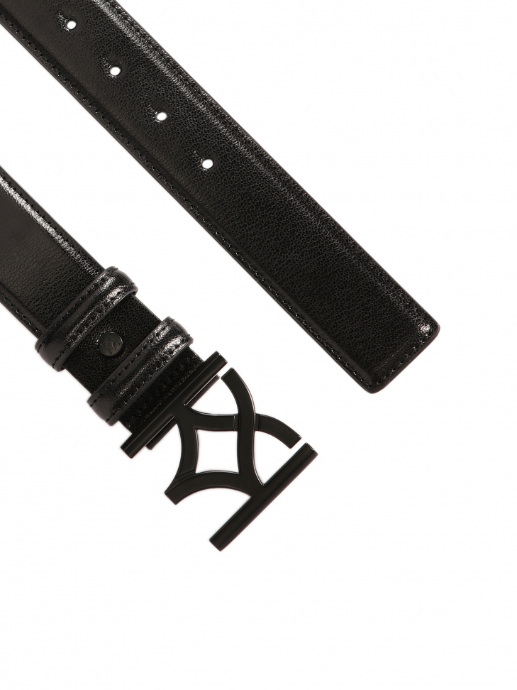 Klasszikus fekete öv logózott csattal   MANUELA