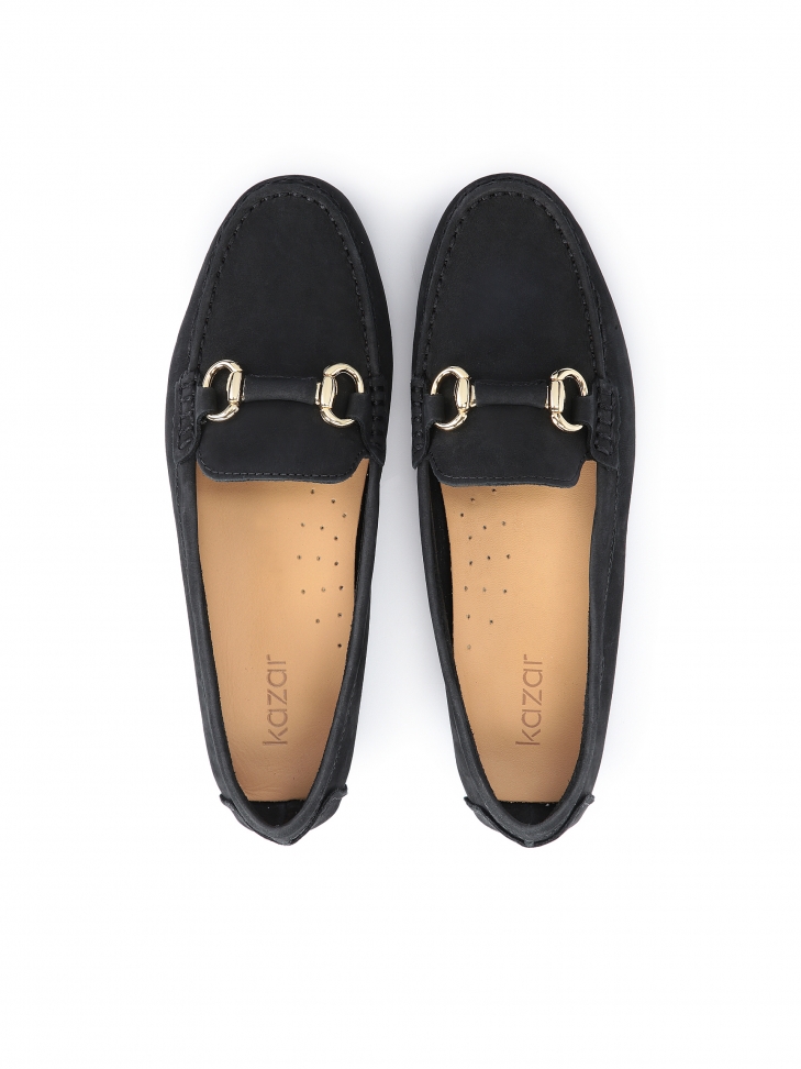 Klasszikus nubuk mokaszinok kiemelkedésekkel a talpán APRICOT