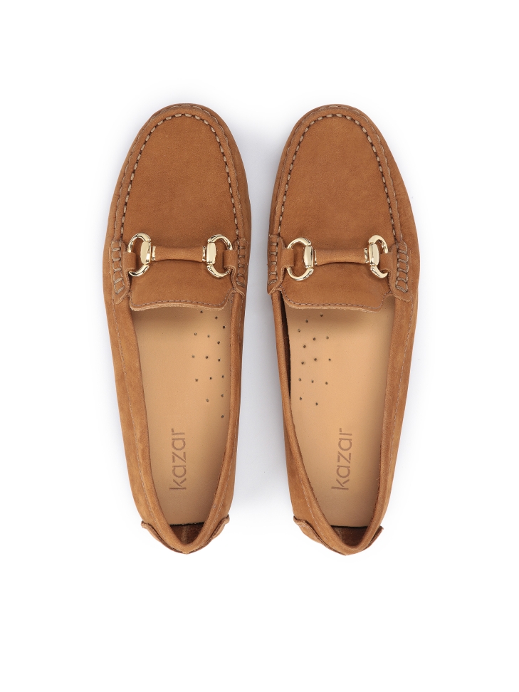 Női gyömbéres mokaszin fém csattal APRICOT