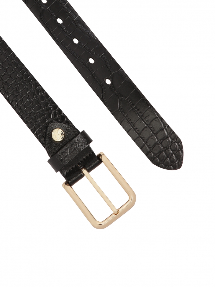 Fekete öv dombornyomott kroko mintával COSTILLA