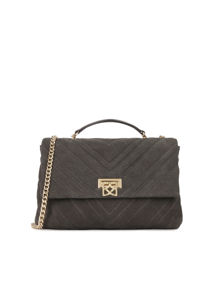 Szürke szarvasbőr láncos kézitáska HALLIE