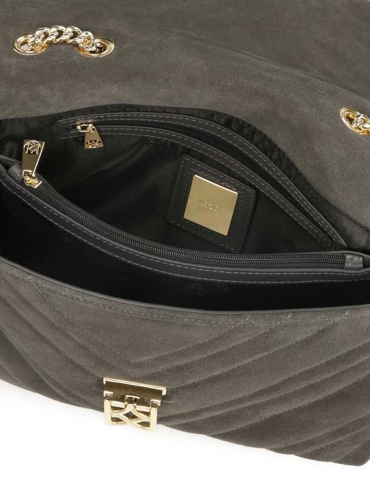 Szürke szarvasbőr láncos kézitáska HALLIE