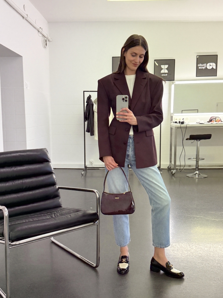 Kis lakk táska bordó színben TILDA MINI