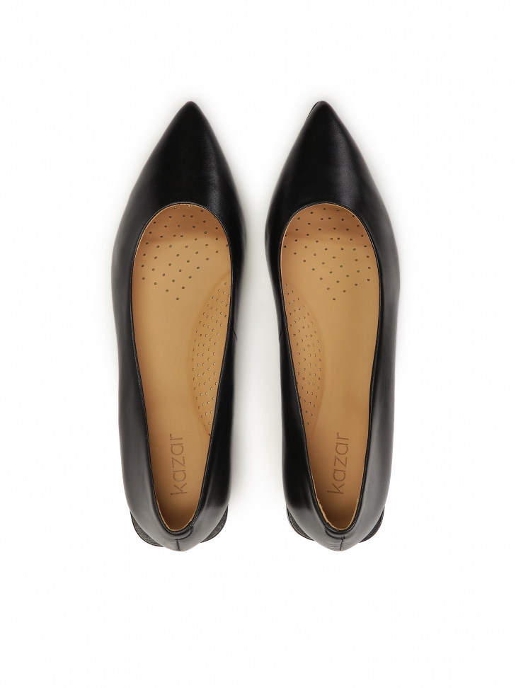 Fekete bőr szivattyú lapos sarokkal TAYLOR